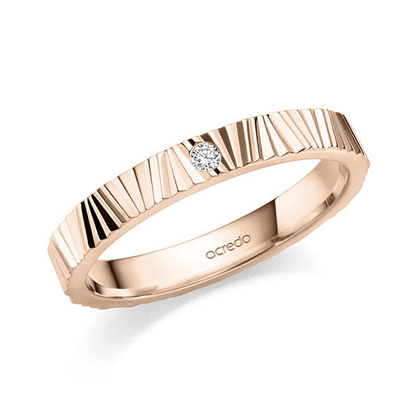 klassischer Trauring/Ehering in Rotgold 375 mit zus. 0,025 ct. Brillant tw, vs von acredo - S-1415-4