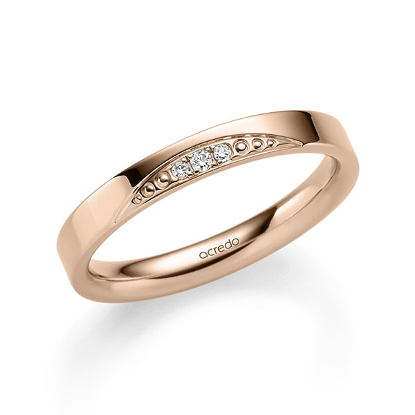 klassischer Trauring/Ehering in Rotgold 375 mit zus. 0,031 ct. Brillant tw, si von acredo - A-2351-12