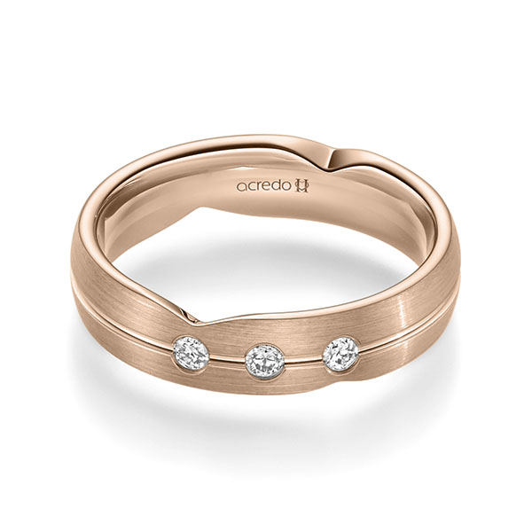 klassischer Trauring/Ehering in Rotgold 375 mit zus. 0,12 ct. Brillant tw, si von acredo - A-2364-20