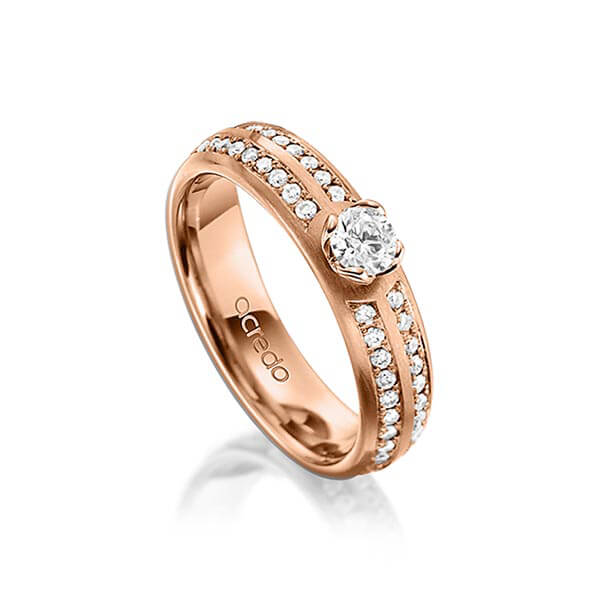 klassischer Trauring/Ehering in Rotgold 585 mit 0,3 ct. + zus. 0,672 ct. Brillant tw, vs von acredo - A-1543-5 klassischer Trauring/Ehering in Rotgold 585 mit 0,3 ct. + zus. 0,672 ct. Brillant tw, vs von acredo - A-1543-5