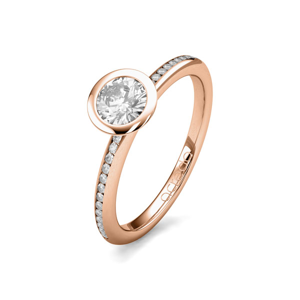 klassischer Trauring/Ehering in Rotgold 585 mit 0,5 ct. + zus. 0,13 ct. Brillant tw, si von acredo
