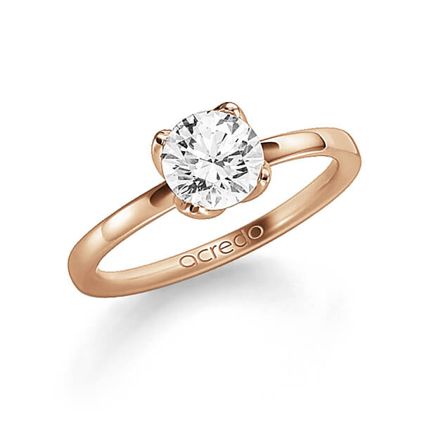 klassischer Trauring/Ehering in Rotgold 585 mit 1 ct. Brillant tw, si von acredo - A-1189-5