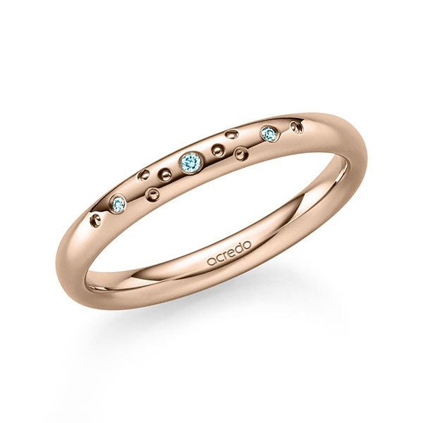 klassischer Trauring/Ehering in Rotgold 585 mit zus. 0,02 ct. Brillant iceblue von acredo