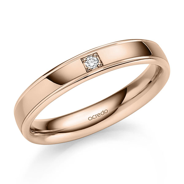 klassischer Trauring/Ehering in Rotgold 585 mit zus. 0,03 ct. Brillant tw, si von acredo
