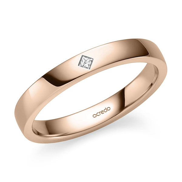 klassischer Trauring/Ehering in Rotgold 585 mit zus. 0,03 ct. Prinzess-Diamant tw, vs von acredo - S-1369-5 klassischer Trauring/Ehering in Rotgold 585 mit zus. 0,03 ct. Prinzess-Diamant tw, vs von acredo - S-1369-5