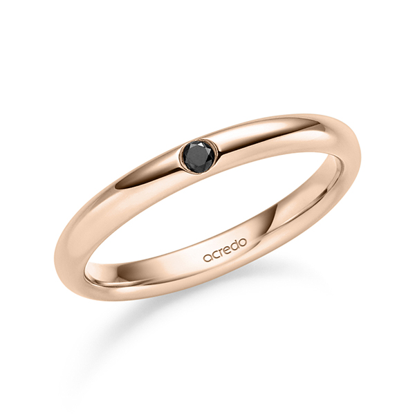 klassischer Trauring/Ehering in Rotgold 585 mit zus. 0,04 ct. Brillant schwarz von acredo