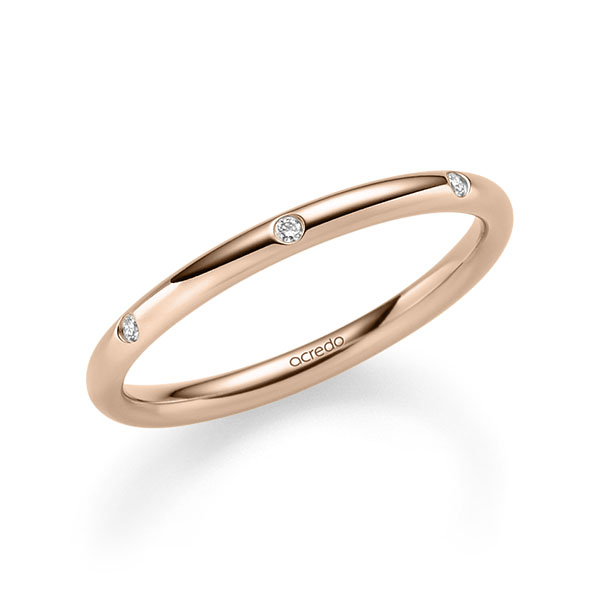 klassischer Trauring/Ehering in Rotgold 585 mit zus. 0,056 ct. Brillant tw, si von acredo