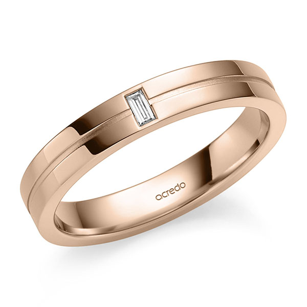 klassischer Trauring/Ehering in Rotgold 585 mit zus. 0,05 ct. Baguette-Diamant tw, vs von acredo - S-1371-5 klassischer Trauring/Ehering in Rotgold 585 mit zus. 0,05 ct. Baguette-Diamant tw, vs von acredo - S-1371-5