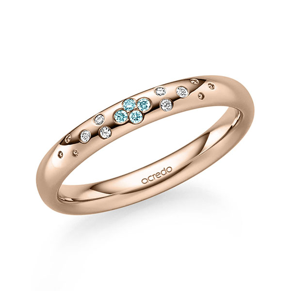 klassischer Trauring/Ehering in Rotgold 585 mit zus. 0,05 ct. Brillant iceblue tw, si von acredo
