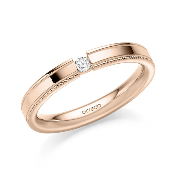klassischer Trauring/Ehering in Rotgold 585 mit zus. 0,05 ct. Brillant tw, si von acredo