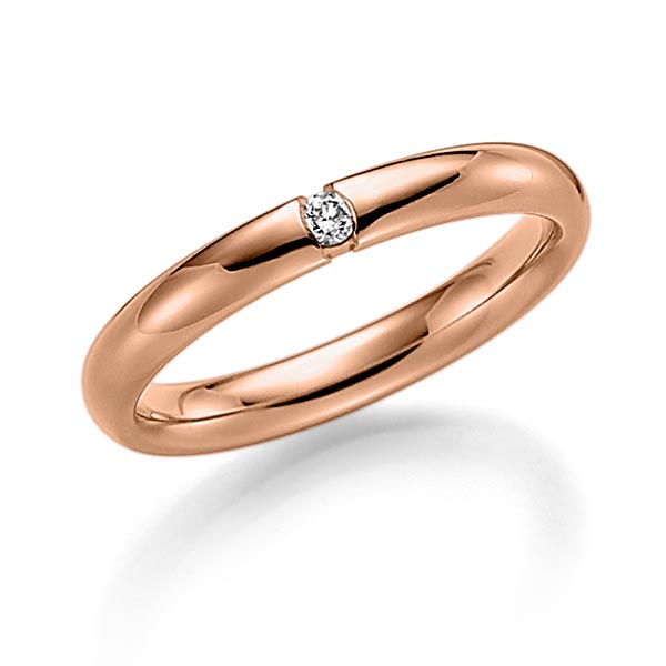 klassischer Trauring/Ehering in Rotgold 585 mit zus. 0,05 ct. Brillant tw, si von Steinberg