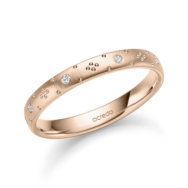 klassischer Trauring/Ehering in Rotgold 585 mit zus. 0,072 ct. Brillant tw, vs von acredo