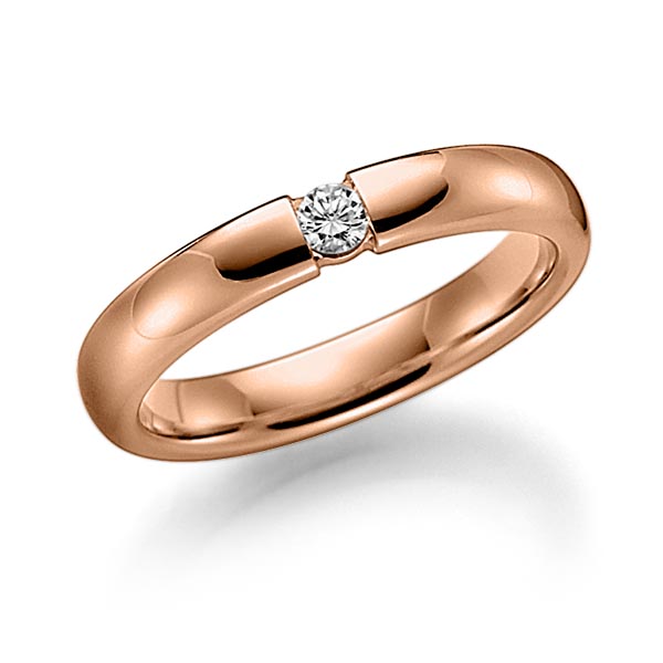 klassischer Trauring/Ehering in Rotgold 585 mit zus. 0,08 ct. Brillant tw, si von Steinberg