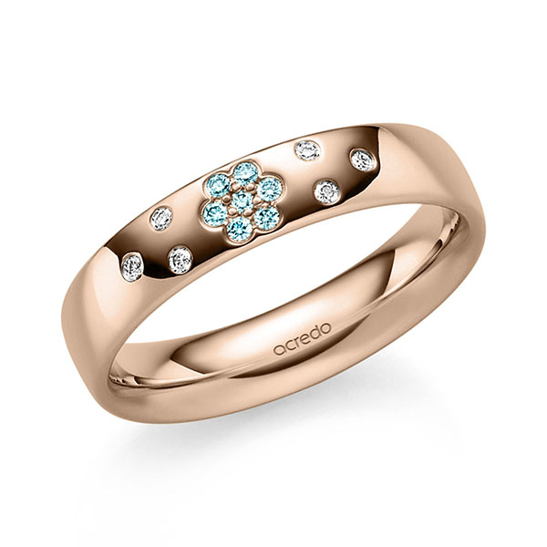 klassischer Trauring/Ehering in Rotgold 585 mit zus. 0,104 ct. Brillant tw, si iceblue von acredo