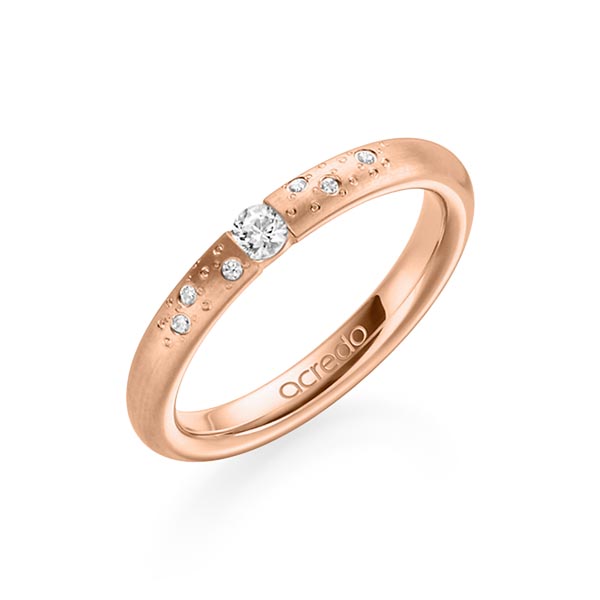 klassischer Trauring/Ehering in Rotgold 585 mit zus. 0,13 ct. Brillant tw, si von acredo