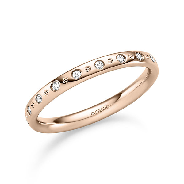 klassischer Trauring/Ehering in Rotgold 585 mit zus. 0,18 ct. Brillant tw, si von acredo