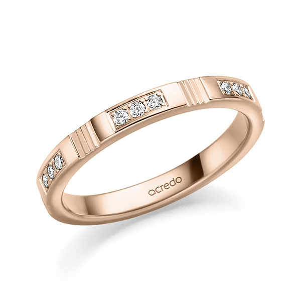 klassischer Trauring/Ehering in Rotgold 585 mit zus. 0,18 ct. Brillant tw, vs von acredo