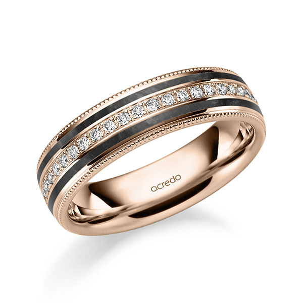 klassischer Trauring/Ehering in Rotgold 585 mit zus. 0,192 ct. Brillant tw, si von acredo