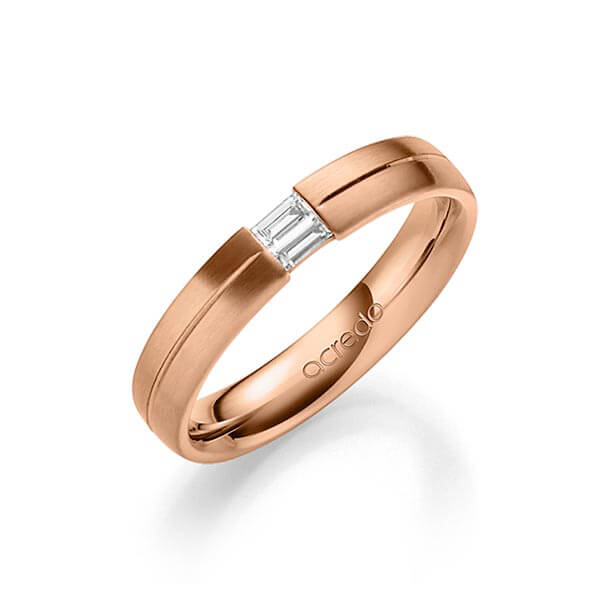 klassischer Trauring/Ehering in Rotgold 585 mit zus. 0,1 ct. Baguette-Diamant tw, vs von acredo - A-1638-7 klassischer Trauring/Ehering in Rotgold 585 mit zus. 0,1 ct. Baguette-Diamant tw, vs von acredo - A-1638-7