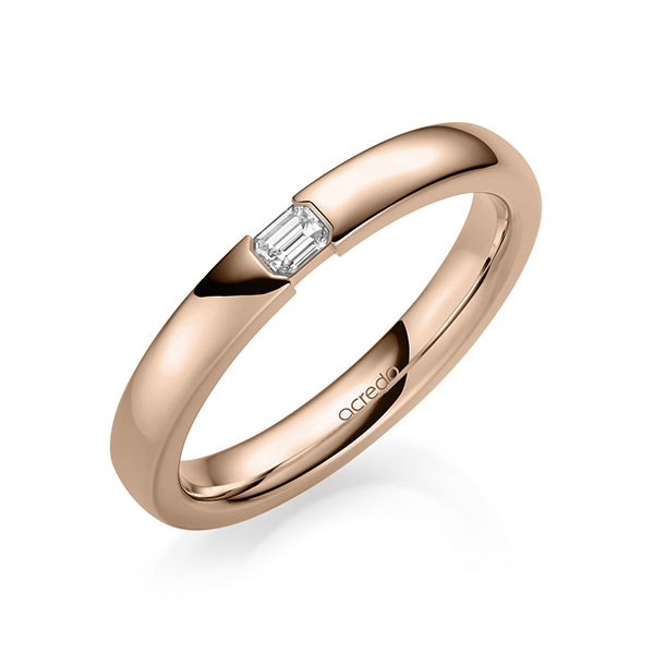 klassischer Trauring/Ehering in Rotgold 585 mit zus. 0,1 ct. tw, vs von acredo