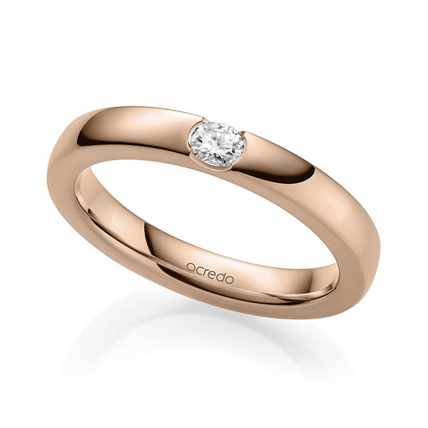 klassischer Trauring/Ehering in Rotgold 585 mit zus. 0,1 ct. tw, vs von acredo
