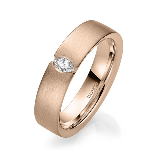 klassischer Trauring/Ehering in Rotgold 585 mit zus. 0,1 ct. tw, vs von acredo