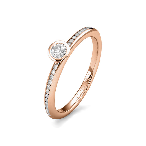 klassischer Trauring/Ehering in Rotgold 585 mit zus. 0,23 ct. Brillant tw, si von acredo