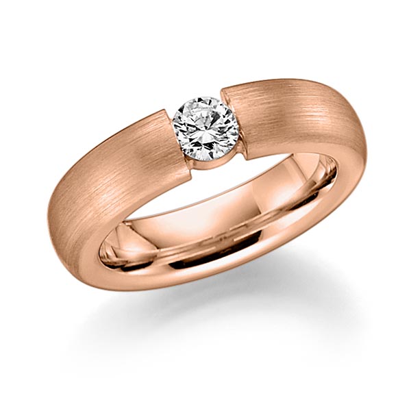 klassischer Trauring/Ehering in Rotgold 585 mit zus. 0,25 ct. Brillant tw, si von Steinberg