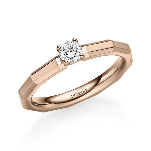 klassischer Trauring/Ehering in Rotgold 585 mit zus. 0,25 ct. Brillant tw, vs von acredo