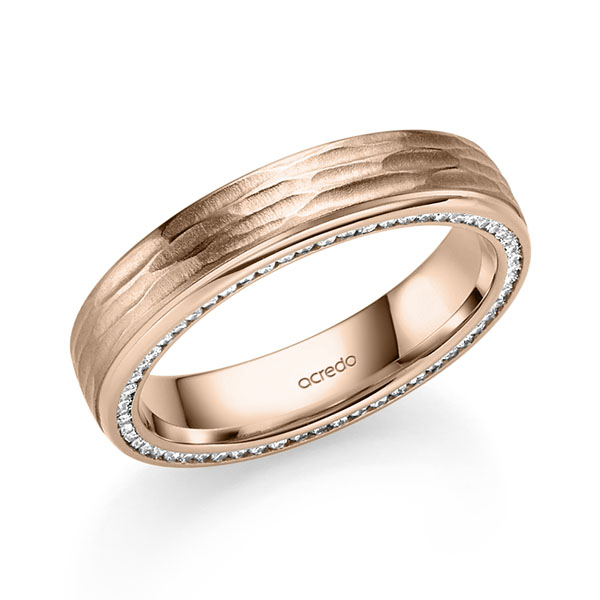 klassischer Trauring/Ehering in Rotgold 585 mit zus. 0,28 ct. Brillant tw, si von acredo