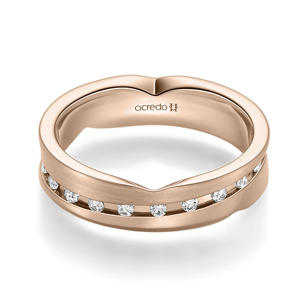 klassischer Trauring/Ehering in Rotgold 585 mit zus. 0,315 ct. Brillant tw, si von acredo - A-2363-22