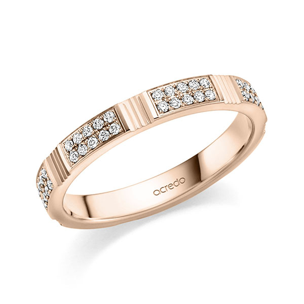 klassischer Trauring/Ehering in Rotgold 585 mit zus. 0,35 ct. Brillant tw, si von acredo