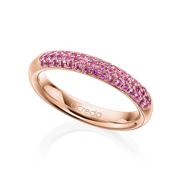 klassischer Trauring/Ehering in Rotgold 585 mit zus. 0,392 ct. Brillant Saphir Hellpink (A 6) von acredo