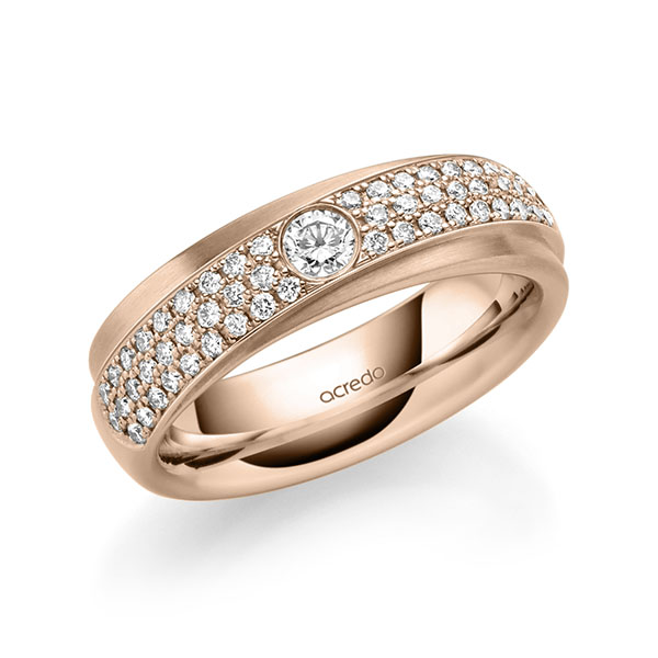 klassischer Trauring/Ehering in Rotgold 585 mit zus. 0,582 ct. Brillant tw, si von acredo