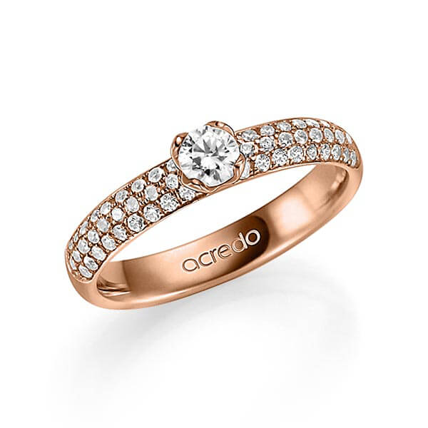 klassischer Trauring/Ehering in Rotgold 585 mit zus. 0,682 ct. Brillant tw, vs tw, si von acredo - A-1325-5