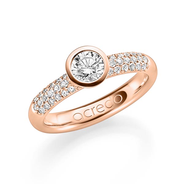 klassischer Trauring/Ehering in Rotgold 750 mit 0,5 ct. + zus. 0,36 ct. Brillant tw, si von acredo
