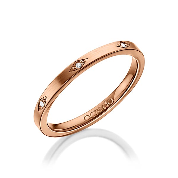 klassischer Trauring/Ehering in Rotgold 750 mit zus. 0,035 ct. Brillant tw, si von acredo
