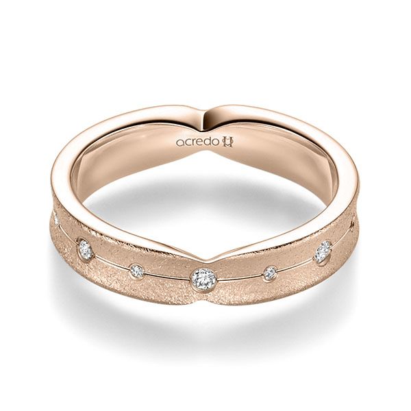 klassischer Trauring/Ehering in Rotgold 750 mit zus. 0,175 ct. Brillant tw, si von acredo - A-2353-10