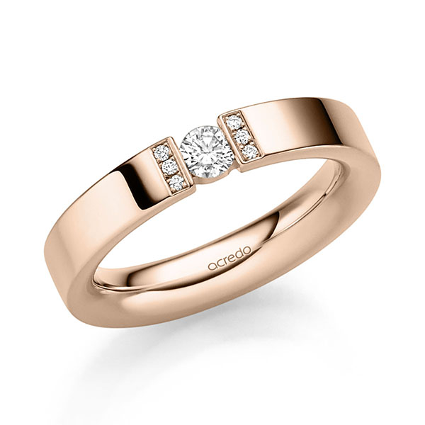 klassischer Trauring/Ehering in Rotgold 750 mit zus. 0,18 ct. Brillant tw, si von acredo
