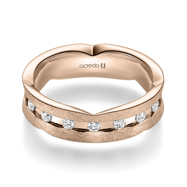 klassischer Trauring/Ehering in Rotgold 750 mit zus. 0,48 ct. Brillant tw, si von acredo - A-2354-16