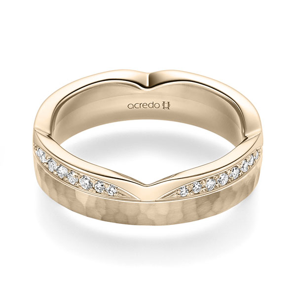 klassischer Trauring/Ehering in Signature Gold 585 , gehämmert Struktur mit zus. 0,128 ct. Brillant tw, si von acredo - A-2365-19 klassischer Trauring/Ehering in Signature Gold 585 , gehämmert Struktur mit zus. 0,128 ct. Brillant tw, si von acredo - A-2365-19
