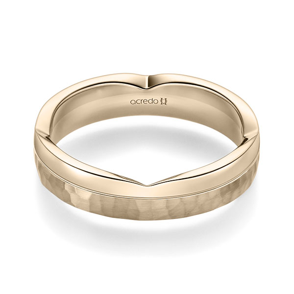 klassischer Trauring/Ehering in Signature Gold 585 , gehämmert Struktur von acredo
