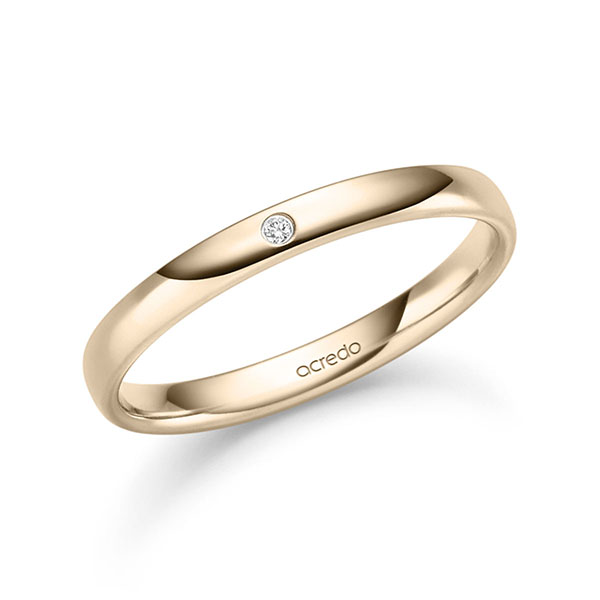 klassischer Trauring/Ehering in Signature Gold 585 mit zus. 0,008 ct. Brillant tw, si von acredo