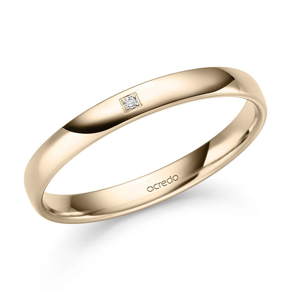 klassischer Trauring/Ehering in Signature Gold 585 mit zus. 0,008 ct. Brillant tw, si von acredo
