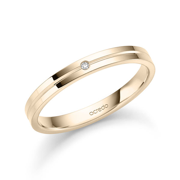 klassischer Trauring/Ehering in Signature Gold 585 mit zus. 0,008 ct. Brillant tw, si von acredo