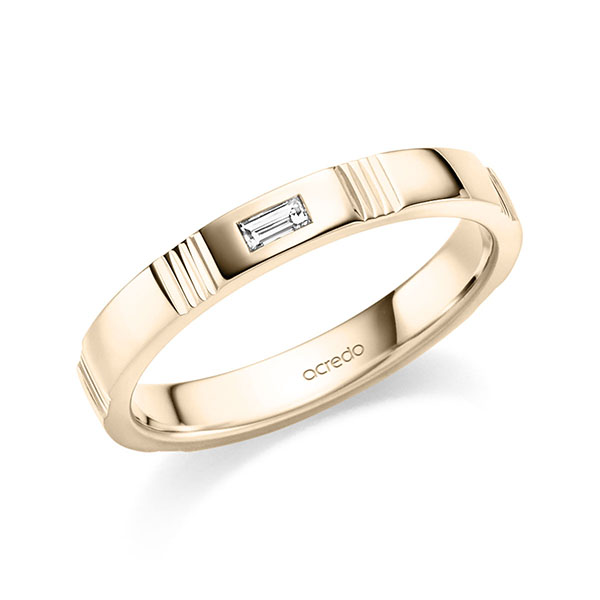 klassischer Trauring/Ehering in Signature Gold 585 mit zus. 0,05 ct. Baguette-Diamant tw, vs von acredo - S-1409-1 klassischer Trauring/Ehering in Signature Gold 585 mit zus. 0,05 ct. Baguette-Diamant tw, vs von acredo - S-1409-1