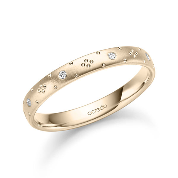 klassischer Trauring/Ehering in Signature Gold 585 mit zus. 0,072 ct. Brillant tw, vs von acredo