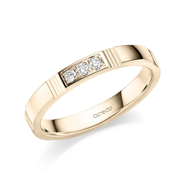 klassischer Trauring/Ehering in Signature Gold 585 mit zus. 0,075 ct. Brillant tw, vs von acredo
