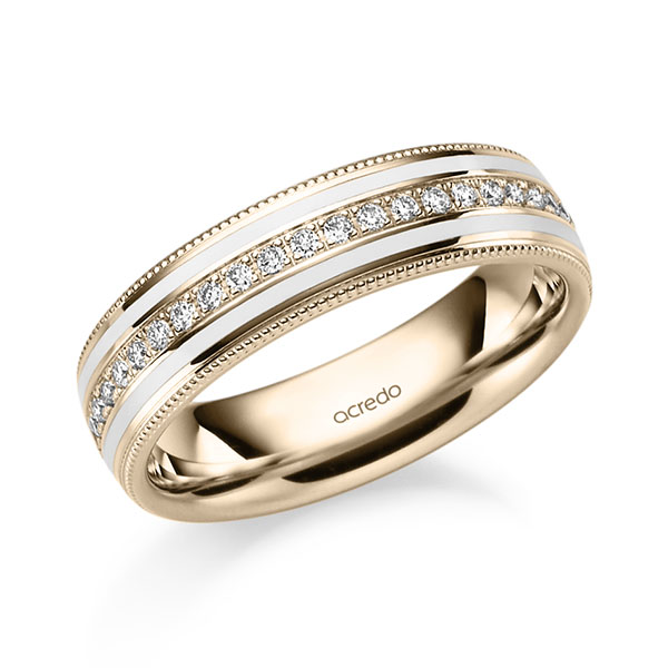 klassischer Trauring/Ehering in Signature Gold 585 mit zus. 0,192 ct. Brillant tw, si von acredo - A-2034-7