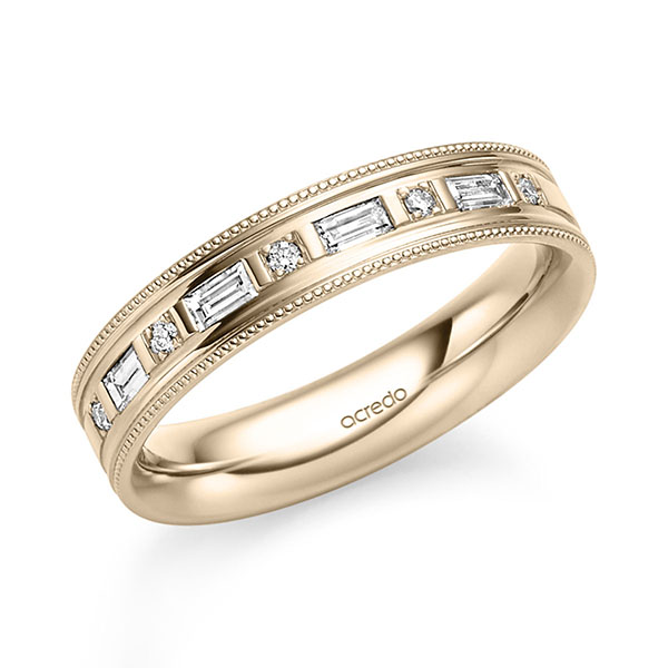 klassischer Trauring/Ehering in Signature Gold 585 mit zus. 0,25 ct. Baguette-Diamant & Brillant tw, vs von acredo - S-1366-6 klassischer Trauring/Ehering in Signature Gold 585 mit zus. 0,25 ct. Baguette-Diamant & Brillant tw, vs von acredo - S-1366-6